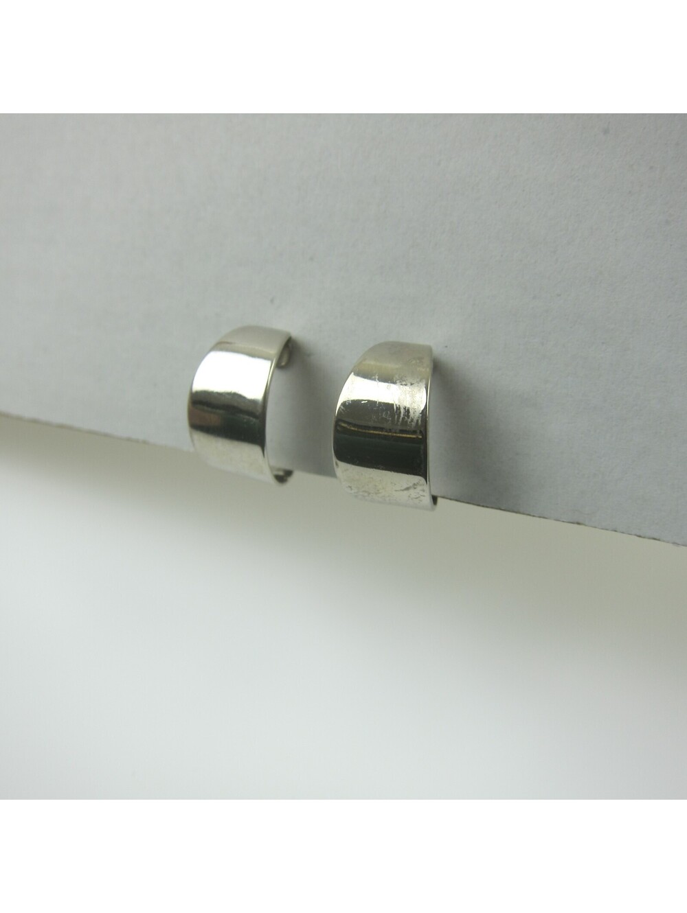 Vintage C Hoop Earrings Clip On Chunky Silver tone Metal Retro Estate Jewelry